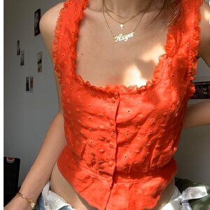 Linen Red Reformation Top